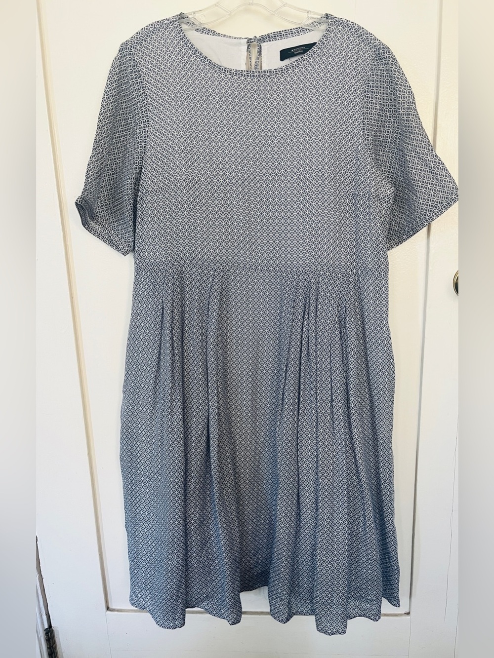 MaxMara Blue Printed Short-Sleeve Midi Dress S